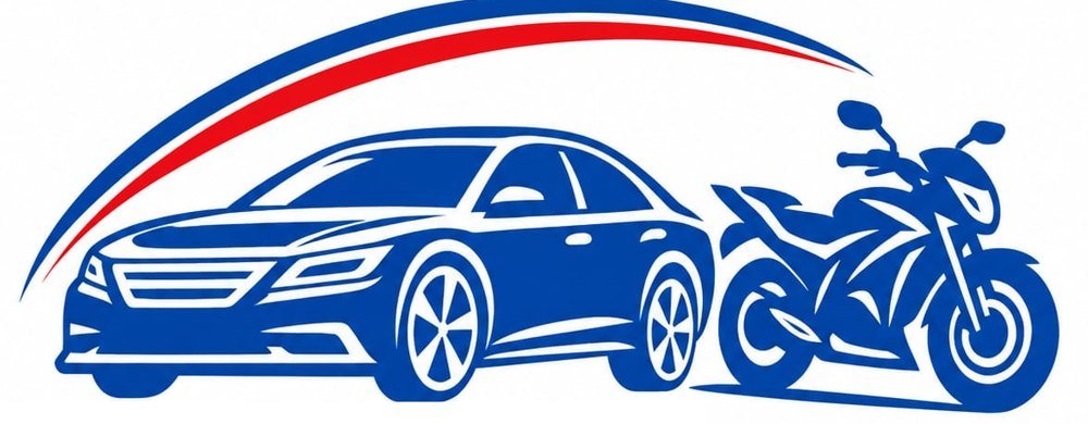 Vishal Car & Bike Rental Service artwork: a blue sedan next to a motorbike under red and blue arcs